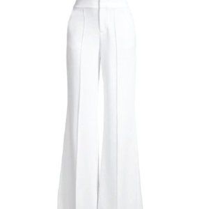 NWT Alice + Olivia Dylan High-Waist Pintuck Trousers in White